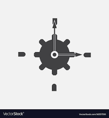 Black icon on white background gear and watches vector image