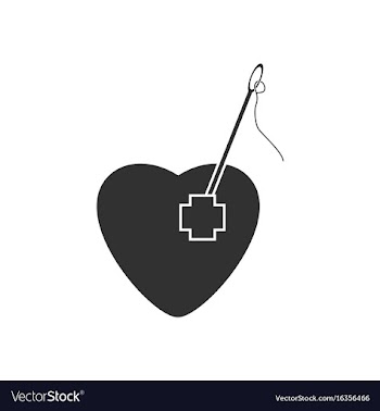 Black icon on white background heart with a needle vector image