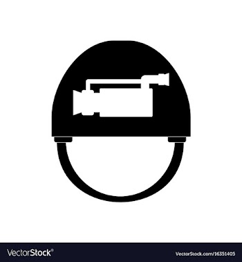 Black icon on white background helmet with video vector image