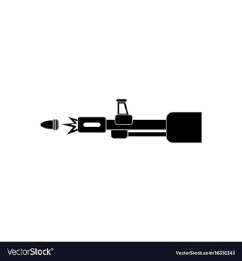 Black icon on white background machine gun bullet vector image