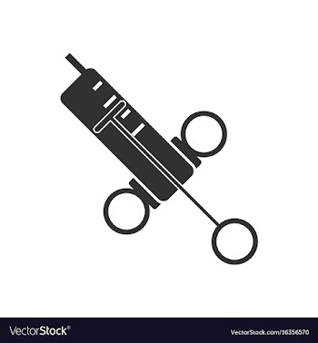 Black icon on white background medical big syringe vector image