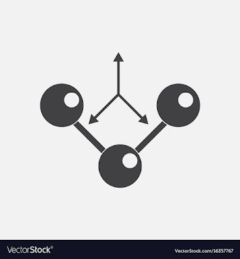 Black icon on white background molecule and arrows vector image