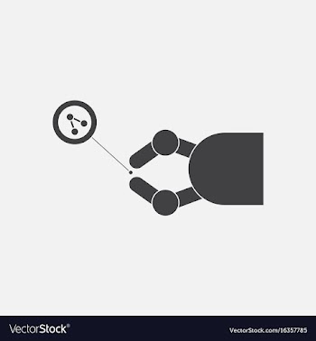 Black icon on white background molecules and robot vector image