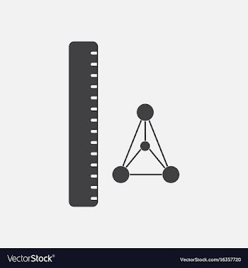 Black icon on white background molecules and ruler vector image
