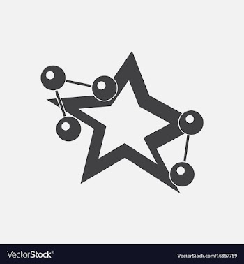 Black icon on white background molecules and star vector image