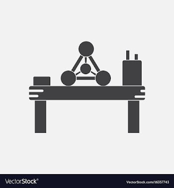 Black icon on white background molecules on table vector image
