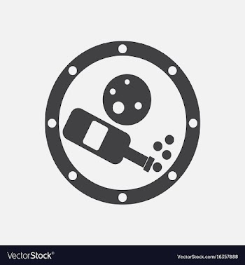 Black icon on white background planet and bottle vector image