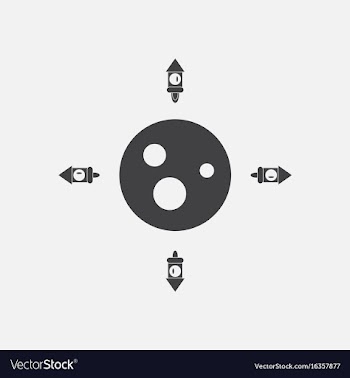 Black icon on white background planet and rockets vector image