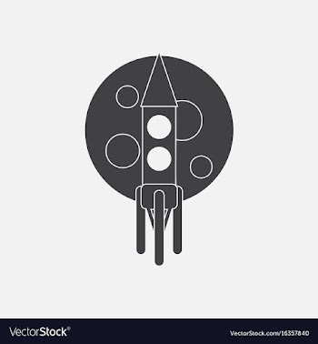 Black icon on white background rocket and moon vector image