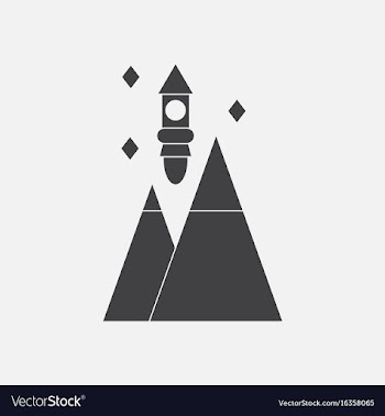 Black icon on white background rocket and pyramids vector image