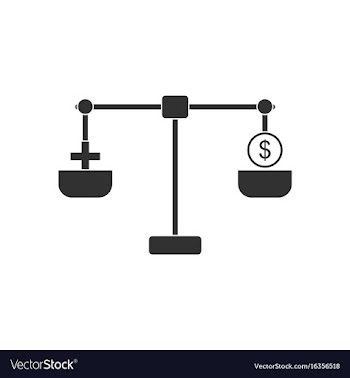Black icon on white background scales with cross vector image