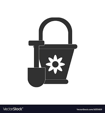Black icon on white background shovel and bucket vector image