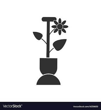 Black icon on white background shovel and flower vector image