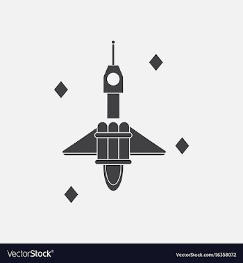 Black icon on white background spaceship in space vector image