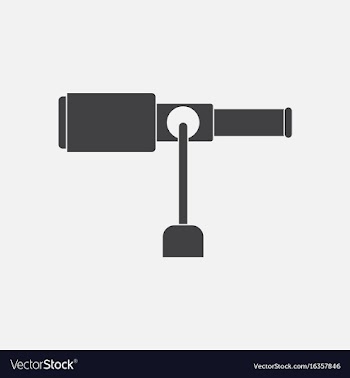 Black icon on white background spyglass on a stand vector image