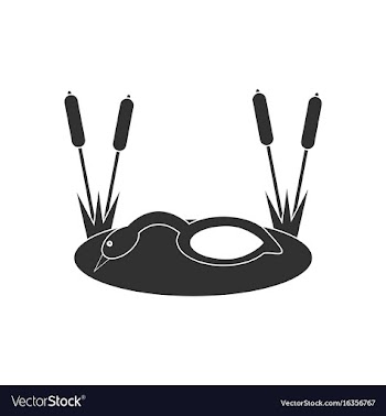 Black icon on white background swan in the reeds vector image