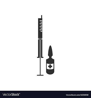Black icon on white background syringe and ampoule vector image