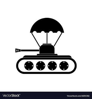 Black icon on white background tank on parachute vector image