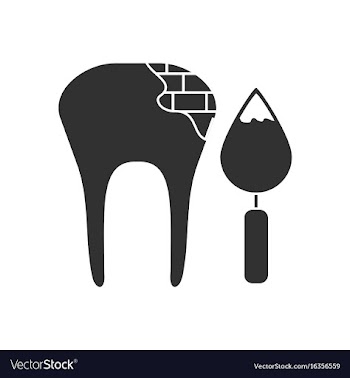 Black icon on white background tooth with tool vector image