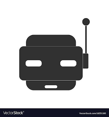 Black icon on white background toy robot face vector image