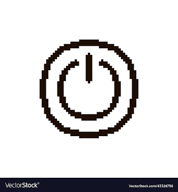 black icon power on button in round frame