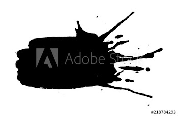 Black ink splash or drop made with brush