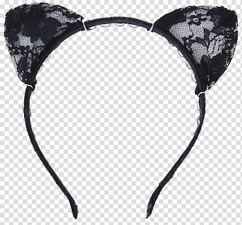 , black lace animal ears headband transparent background PNG clipart