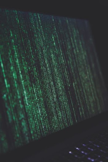 black laptop computer turned on