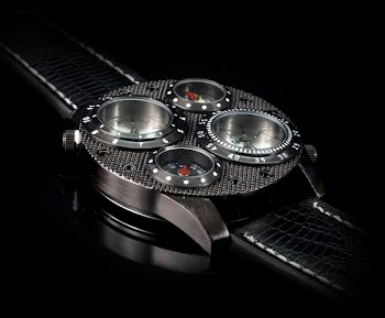 Black Leather Strap Round Watch