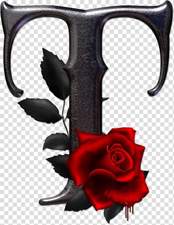 Black letter T and red rose , Gothic alphabet Letter Gothic art, others transparent background PNG clipart