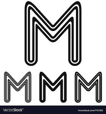 Black line m logo design set vector image