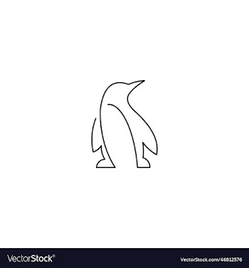 black line penguins on white background