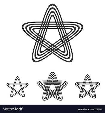 Black line pentagram logo design set vector image