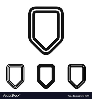 Black line shield logo design set vector image