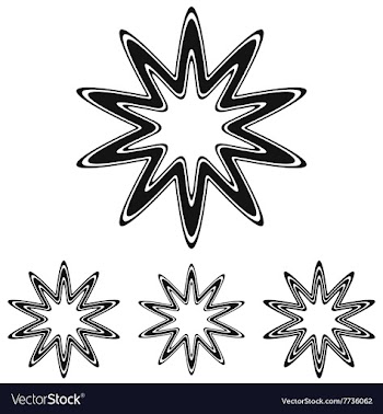 Black line star logo design set vector image