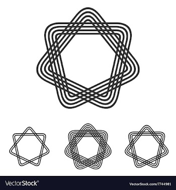 Black line star logo design set vector image
