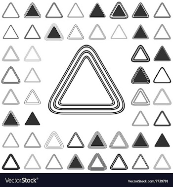Black line triangle icon design set vector image
