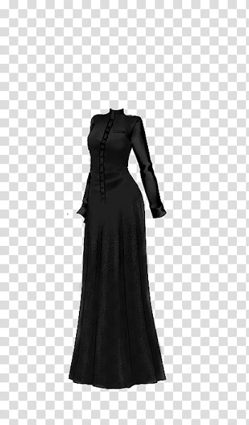 Black long-sleeved dress transparent background PNG clipart