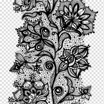 Black madala flowers art, Lace Ribbon Trim Doily, ribbon transparent background PNG clipart