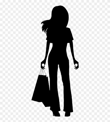 Black Man Running Cartoon - Girl Shopping Silhouette Png