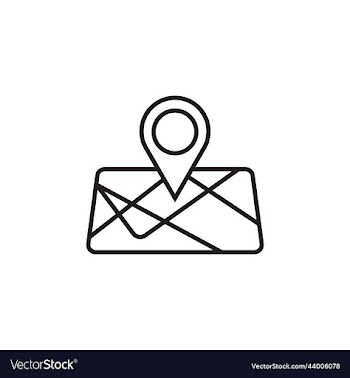black map destination line art icon