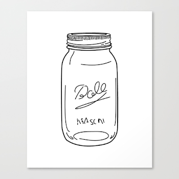 Black Mason Jar Outline Canvas Print by myaugustloves | Society6