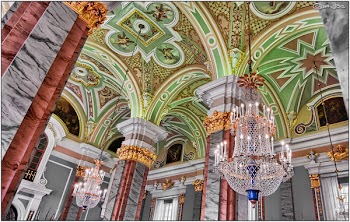 Black Metal Framed Glass Chandelier in a Building