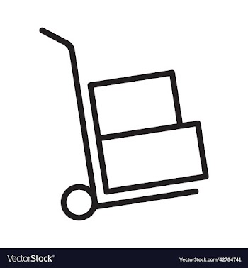 black moving hand truck line art icon