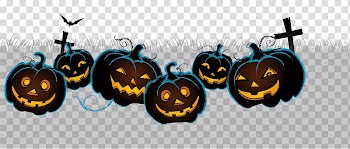 Black, orange, and blue Halloween pumpkin with cross illustration, Halloween Cucurbita Pumpkin, Halloween Pumpkin collection transparent background PNG clipart