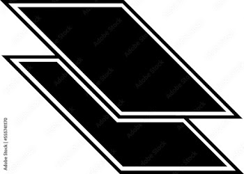 Black outline fill parallelogram layered icon