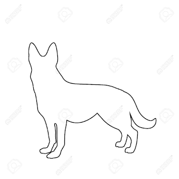 Black Outline Silhouette Of German Shepherd Dog Standig Sideway ...