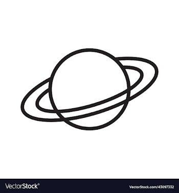 black planet saturn line art icon