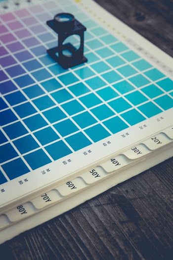 black plastic color scope on color board