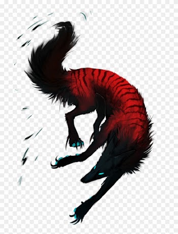 Black Red Wolf Blue Eyes Transparent - Black And Red Wolf Art